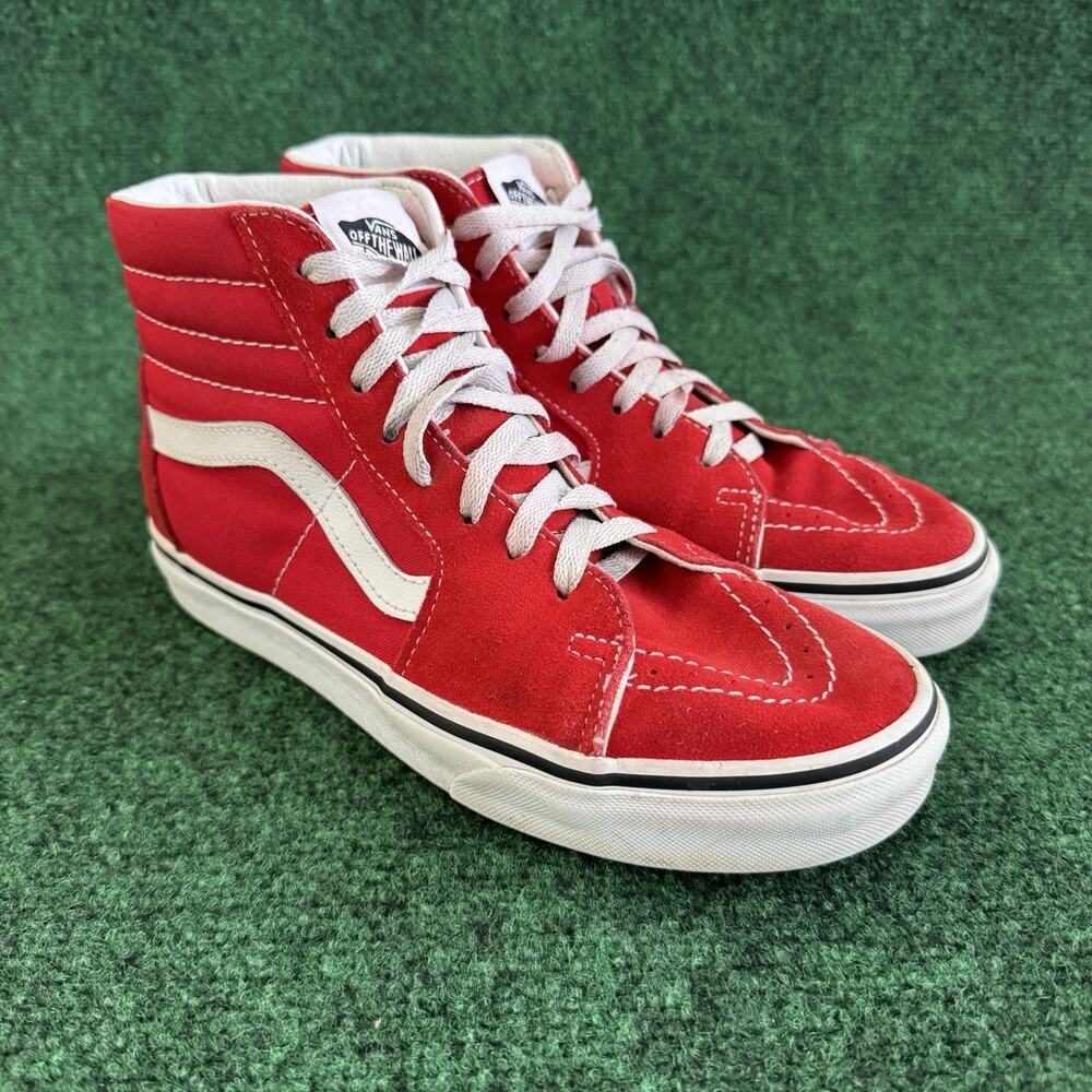 Vans Sk8-Hi Shoes Maroon W8 M6.5 Canvas Casual High Top Skater Sneakers 721356